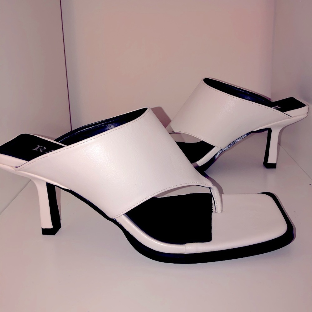 ZARA White Heeled Thong Sandals